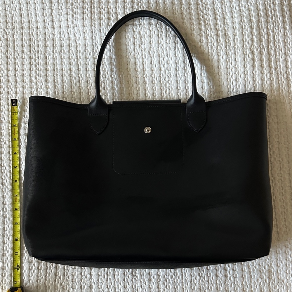 Longchamp Black Leather City Tote Bag